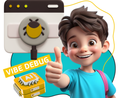 Тестирование & Vibe Debug. Охотники за багами - КИБЕРшкола программирования для детей, компьютерные курсы для школьников, начинающих и подростков - KIBERone г. Шелехов